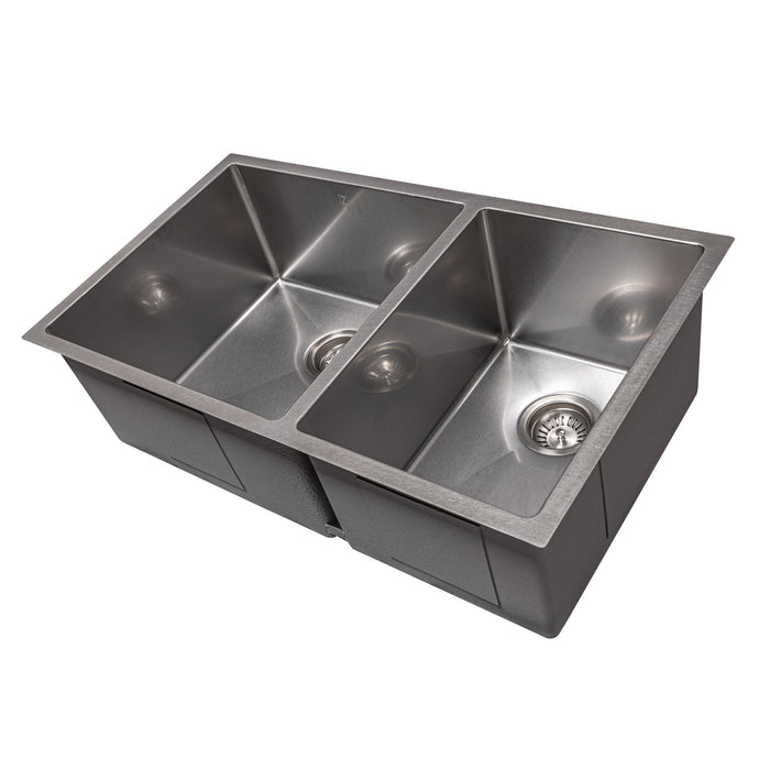 ZLINE 33" Chamonix Undermount Double Bowl Kitchen Sink with Bottom Grid 
