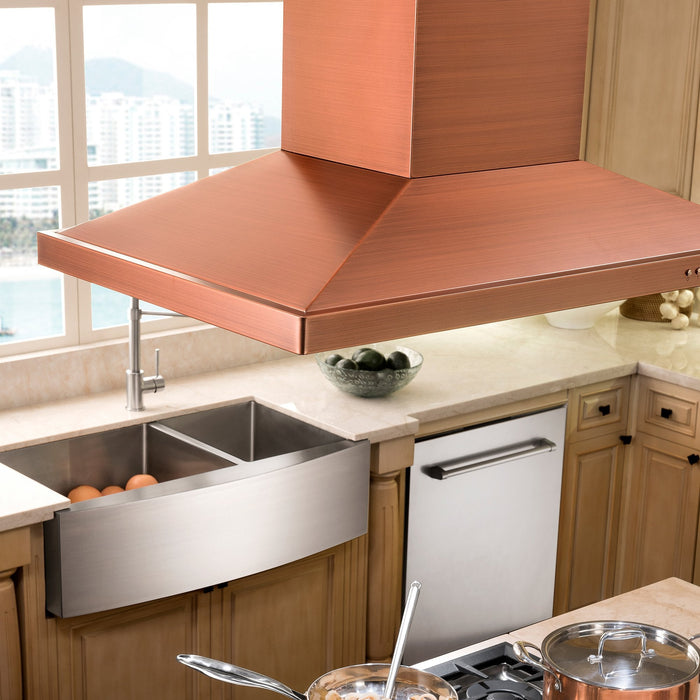 ZLINE 36 in. Designer Series Copper Island Mount Range Hood