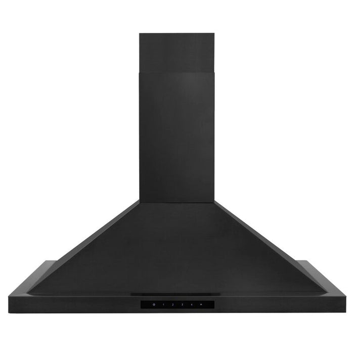 ZLINE 36 in. Dual Fuel Range, Range Hood Black Stainless Steel Package, 2KP-RABRH36