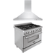 ZLINE Appliance Package - 36 in. Dual Fuel Range with DuraSnow® Door & 36 in. Range Hood