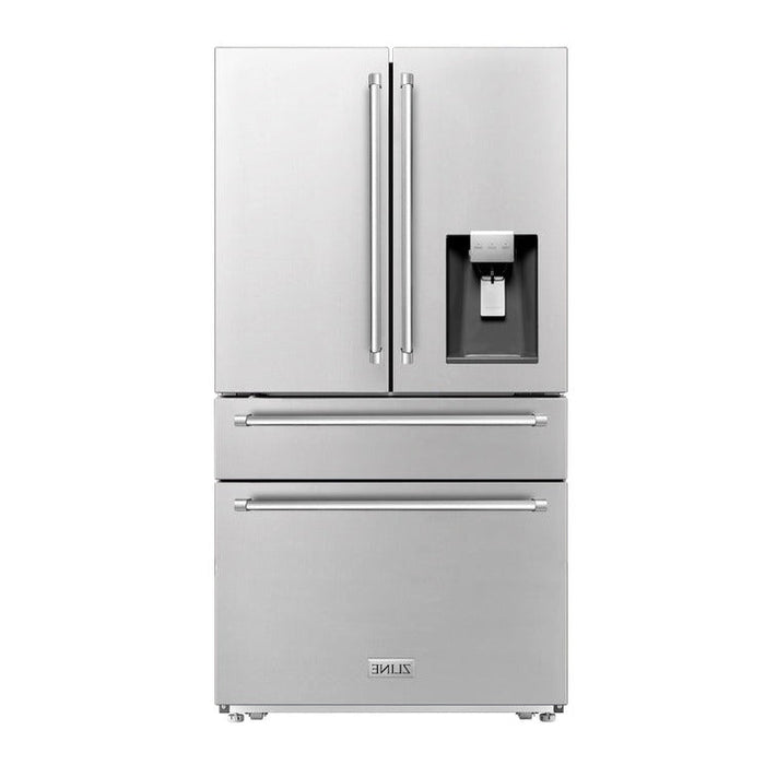 ZLINE 36 In. French Door Refrigerator Counter Depth Fingerprint with Water and Ice Dispenser