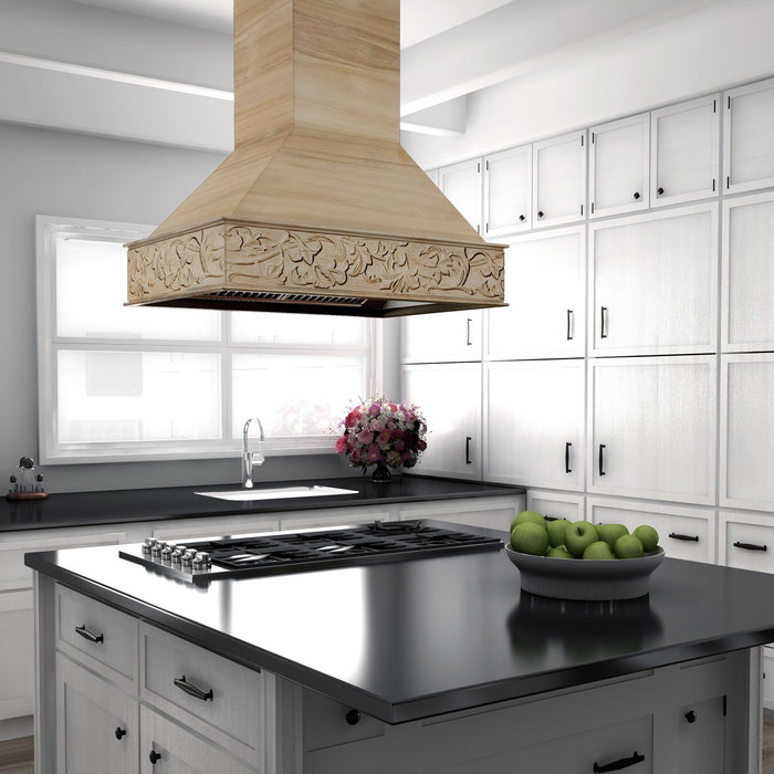 ZLINE 36 in. Unfinished Wooden Island Mount Range Hood