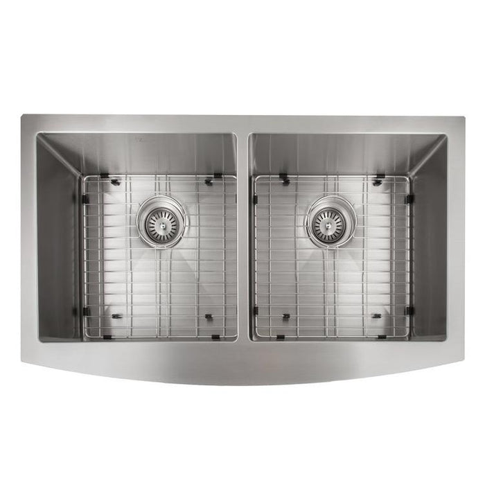 ZLINE 36" Niseko Farmhouse Apron Mount Double Bowl Kitchen Sink with Bottom Grid 