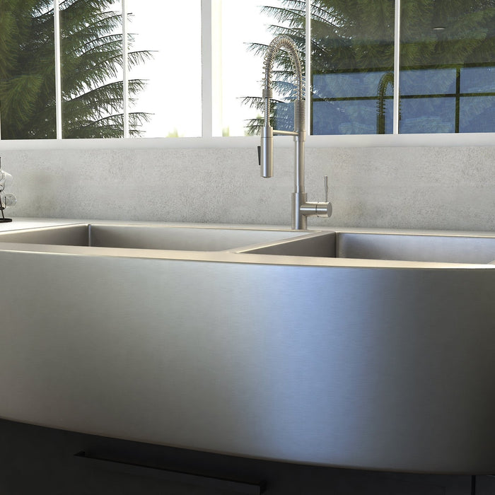 ZLINE 36" Niseko Farmhouse Apron Mount Double Bowl Kitchen Sink with Bottom Grid 