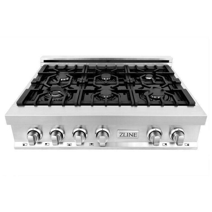 ZLINE 36” Professional Stainless Steel Gas Rangetop with 6 Gas Burners