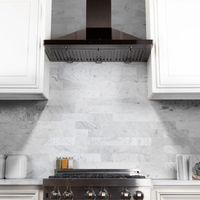 ZLINE 4-Piece Appliance Package - 30 In. Rangetop, Range Hood, Refrigerator, and Double Wall Oven in Black Stainless Steel - 4KPR-RTBRH30-AWD
