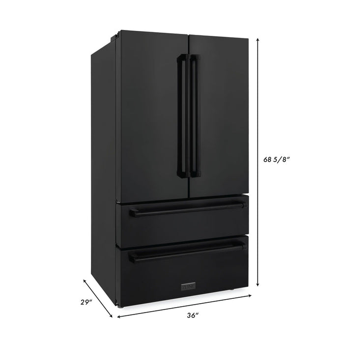 ZLINE 4-Piece Appliance Package - 30 In. Rangetop, Range Hood, Refrigerator, and Double Wall Oven in Black Stainless Steel - 4KPR-RTBRH30-AWD