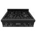 ZLINE 4-Piece Appliance Package - 30 In. Rangetop, Range Hood, Refrigerator, and Double Wall Oven in Black Stainless Steel - 4KPR-RTBRH30-AWD