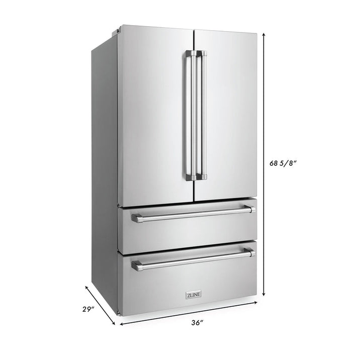 ZLINE Appliance Package - 4-Piece Appliance Package - 48 In. Rangetop, Wall Oven, Refrigerator, and Microwave Oven in Stainless Steel - 4KPR-RT48-MWAWS