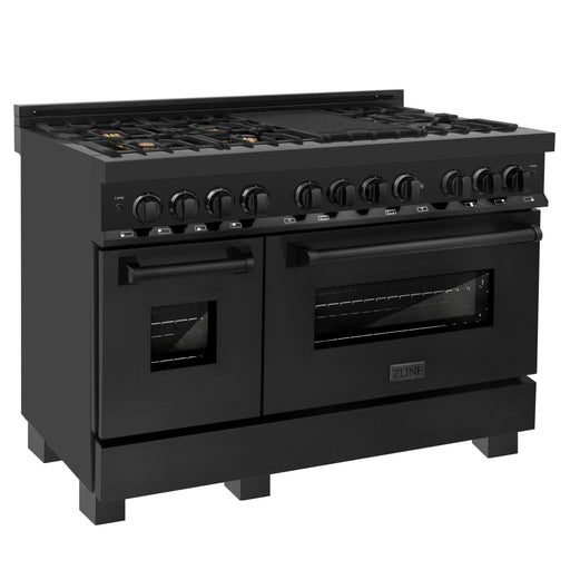 ZLINE 48" Black Stainless 6.0 cu.ft. 7 Gas Burner/Electric Oven Range