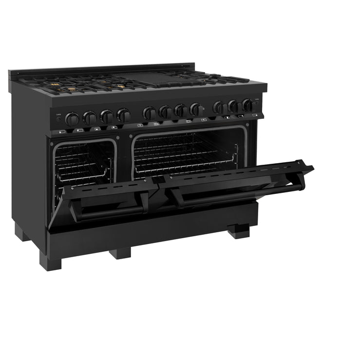 ZLINE 48" Black Stainless 6.0 cu.ft. 7 Gas Burner/Electric Oven Range