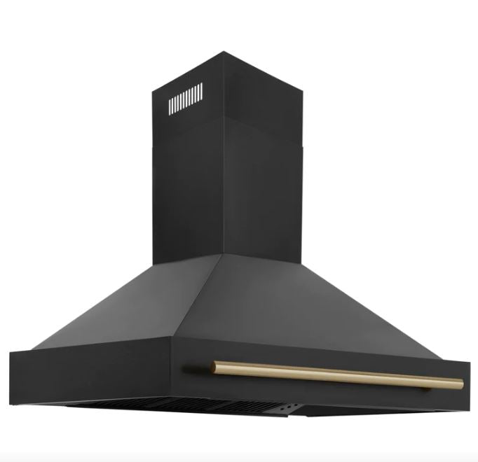 ZLINE 48 in. Autograph Edition Black Stainless Steel Range Hood with Champagne Bronze Handle, BS655Z-48-CB