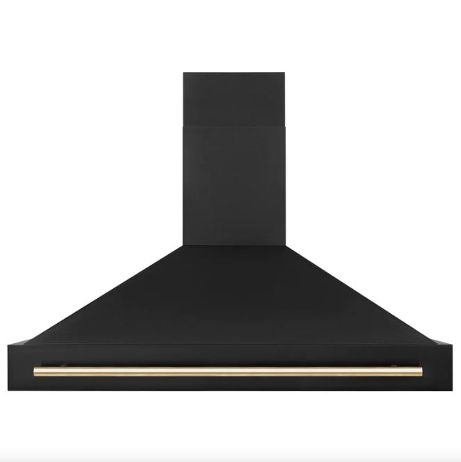 ZLINE 48 in. Autograph Edition Black Stainless Steel Range Hood with Gold Handle, BS655Z-48-G