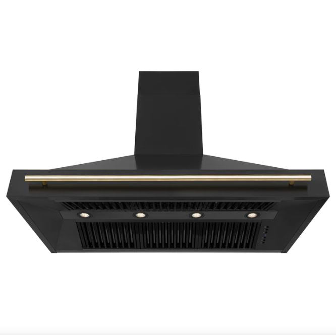 ZLINE 48 in. Autograph Edition Black Stainless Steel Range Hood with Gold Handle, BS655Z-48-G