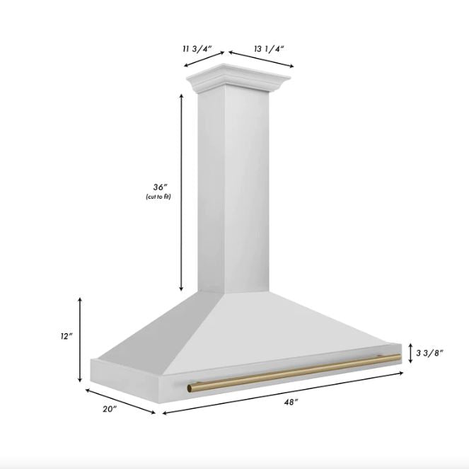 ZLINE 48 Inch Autograph Edition Stainless Steel Range Hood with Champagne Bronze Handle, 8654STZ-48-CB