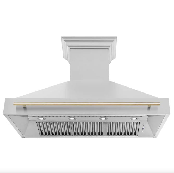 ZLINE 48 Inch Autograph Edition Stainless Steel Range Hood with Gold Handle, 8654STZ-48-G