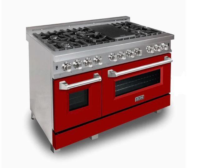 ZLINE 48" DuraSnow Stainless Steel 6.0 cu.ft. 7 Gas Burner/Electric Oven Range
