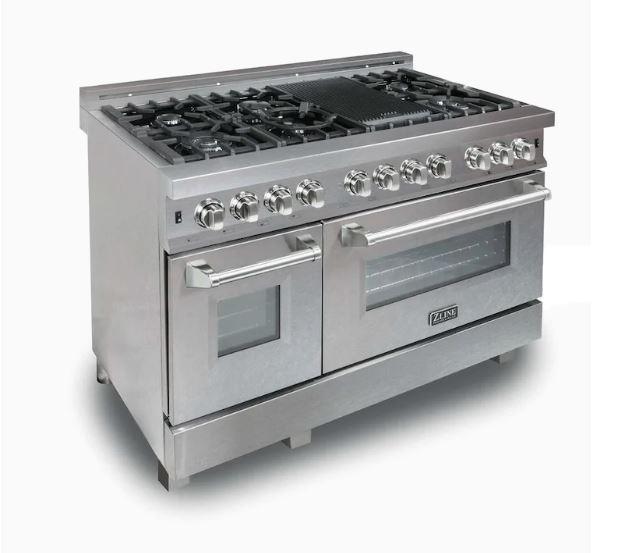 ZLINE 48" DuraSnow Stainless Steel 6.0 cu.ft. 7 Gas Burner/Electric Oven Range
