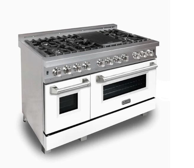 ZLINE 48" DuraSnow Stainless Steel 6.0 cu.ft. 7 Gas Burner/Electric Oven Range
