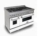 ZLINE 48" DuraSnow Stainless Steel 6.0 cu.ft. 7 Gas Burner/Electric Oven Range