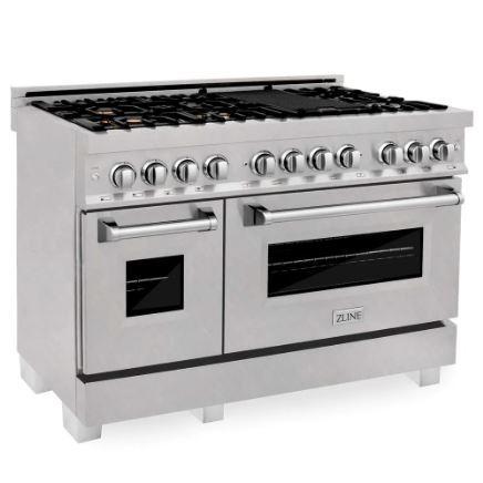 ZLINE 48" DuraSnow Stainless Steel 6.0 cu.ft. 7 Gas Burner/Electric Oven Range