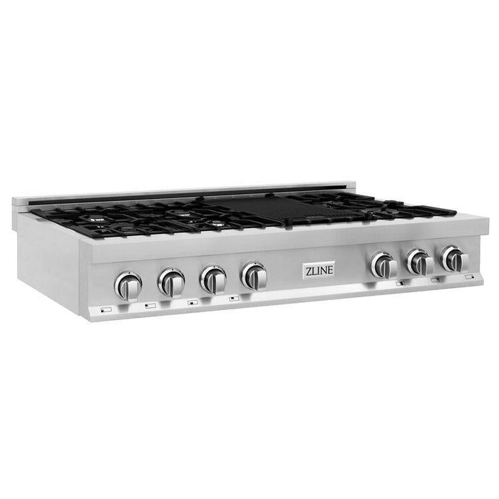 ZLINE 48" Professional Stainless Steel Gas Rangetop with 7 Gas Burners and Griddle