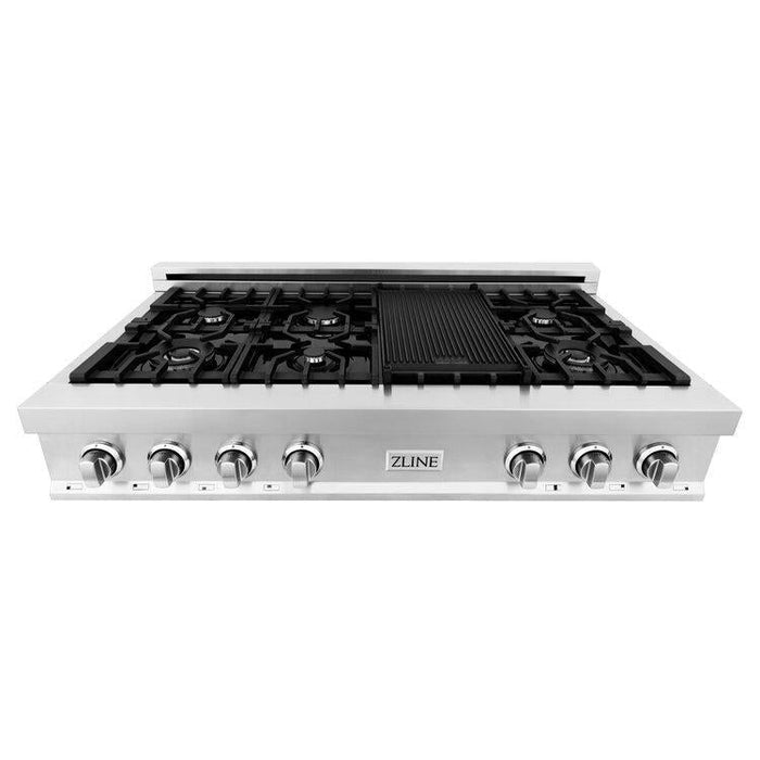 ZLINE 48" Professional Stainless Steel Gas Rangetop with 7 Gas Burners and Griddle