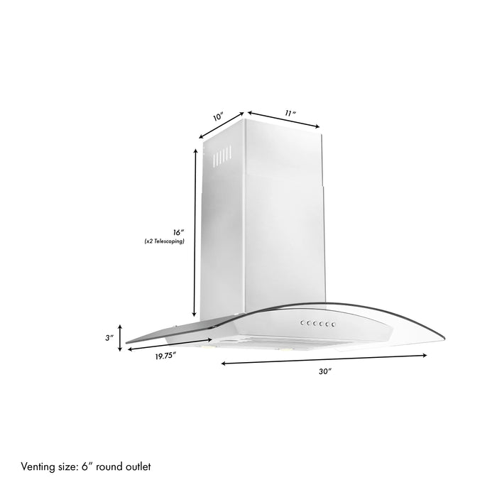 ZLINE Alpine Series Ducted Wall Mount Range Hood in Stainless Steel 