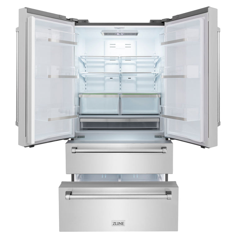 ZLINE Appliance Package - 30 in. Dual Fuel Range, Over-the-Range Microwave, 3 Rack Dishwasher, Refrigerator - 4KPR-RAOTRH30-DWV