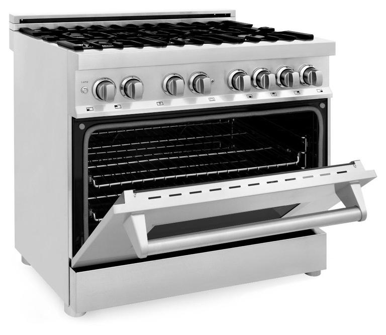 ZLINE Appliance Package - 36 in. Dual Fuel Range, Range Hood, Microwave Drawer, 3 Rack Dishwasher - 4KP-RARH36-MWDWV