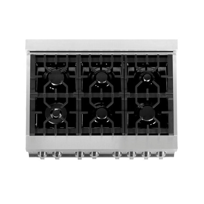 ZLINE Appliance Package - 36 In. Dual Fuel Range, Range Hood, Microwave Oven in Stainless Steel - 3KP-RARHMWO-36