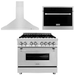 ZLINE Appliance Package - 36 In. Dual Fuel Range, Range Hood, Microwave Oven in Stainless Steel - 3KP-RARHMWO-36