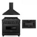 ZLINE Appliance Package - 36" Kitchen Package with Black Stainless Steel Dual Fuel Range, Convertible Vent Range Hood and Microwave Drawer 