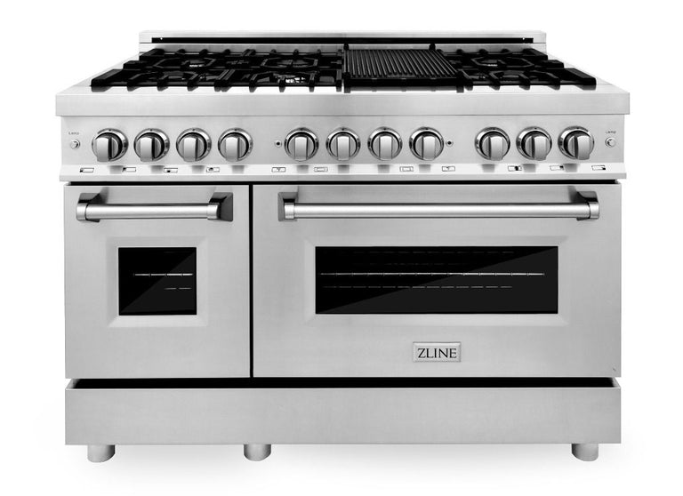 ZLINE Appliance Package - 48 in. Dual Fuel Range, Range Hood, Microwave Drawer - 3KP-RARH48-MW