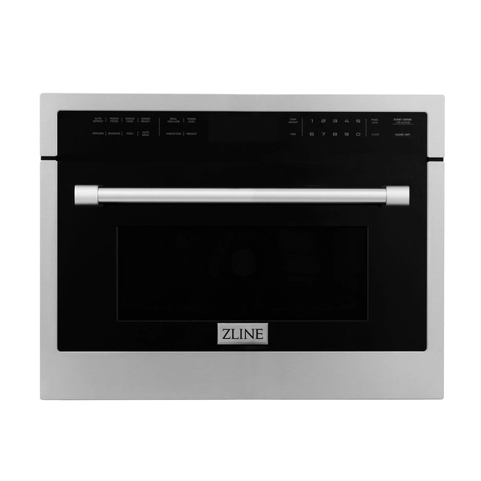 ZLINE Appliance Package - 48" Kitchen Package with Stainless Steel Dual Fuel Range, Convertible Vent Range Hood and 24" Microwave Oven - 3KP-RARHMWO-48