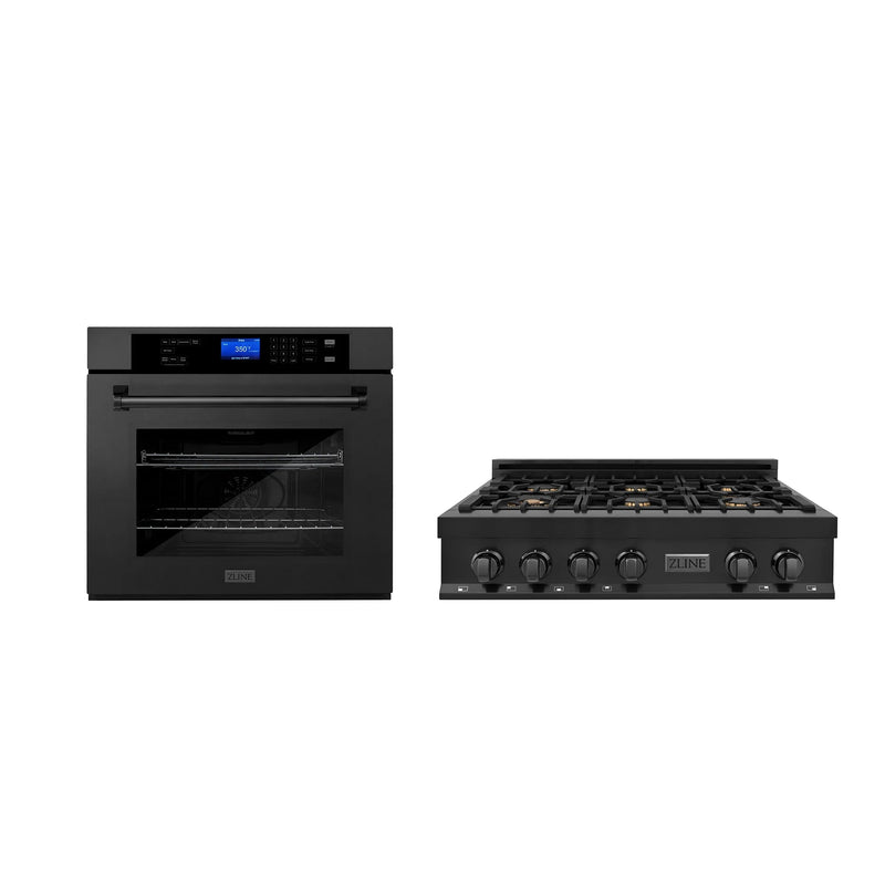 Products ZLINE Appliance Package - Kitchen Package with 36" Black Stainless Steel Rangetop and 30" Single Wall Oven