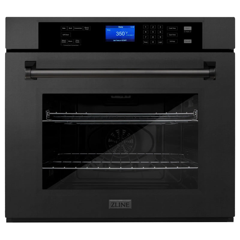 ZLINE Appliance Package - Kitchen Package with 36" Black Stainless Steel Rangetop and 30" Single Wall Oven - 2KP-RTBAWS36