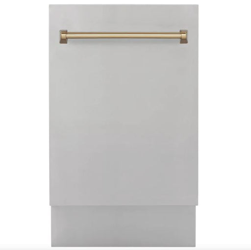 ZLINE Autograph Edition 18 in. Dishwasher in Stainless Steel with Champagne Bronze Handle