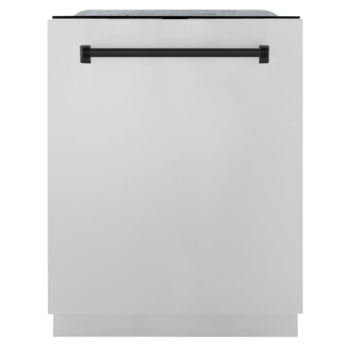 ZLINE Autograph Edition 24" 3rd Rack Top Control Tall Tub Dishwasher in DuraSnow Stainless Steel with Accent Handle, 45dBa