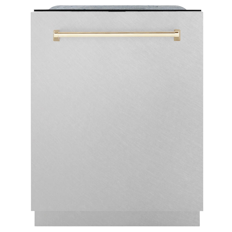 ZLINE Autograph Edition 24" 3rd Rack Top Touch Control Tall Tub Dishwasher in Stainless Steel with Accent Handle, 45dBa