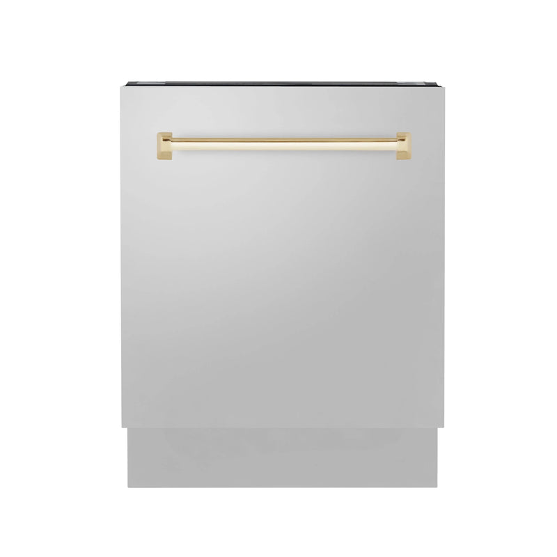 ZLINE Autograph Edition 24" 3rd Rack Top Control Tall Tub Dishwasher in Stainless Steel with Accent Handle, 51dBa