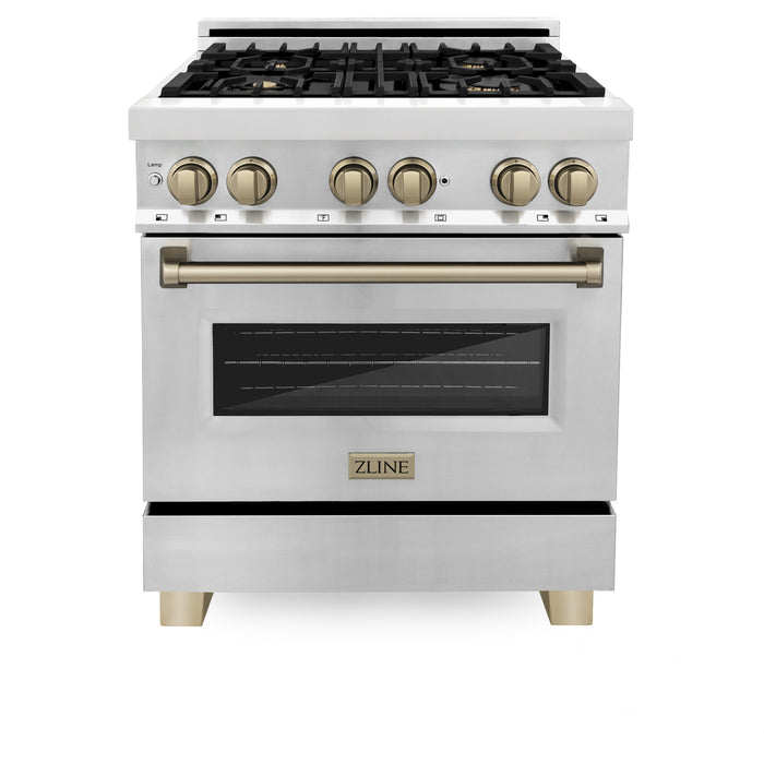 ZLINE Autograph Edition 30" 4.0 cu. ft. Dual Fuel Range with Gas Stove and Electric Oven in Stainless Steel with Accents