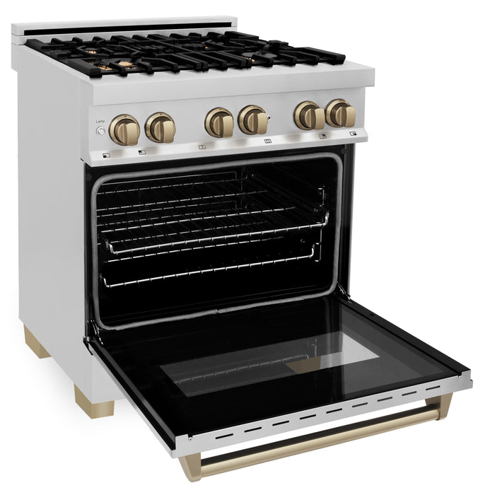 ZLINE Autograph Edition 30" 4.0 cu. ft. Dual Fuel Range with Gas Stove and Electric Oven in Stainless Steel with Accents