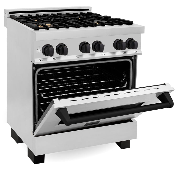 ZLINE Autograph Edition 30" 4.0 cu. ft. Dual Fuel Range with Gas Stove and Electric Oven in Stainless Steel with Accents
