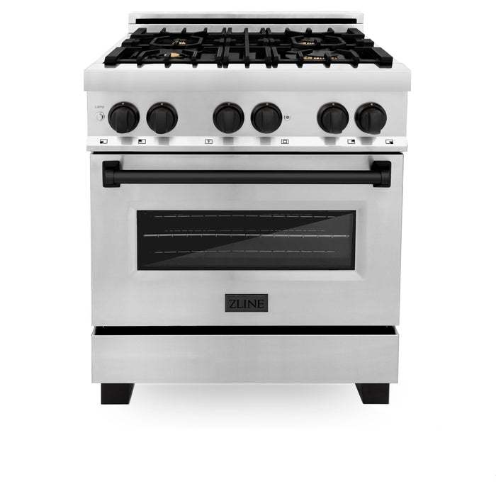 ZLINE Autograph Edition 30" 4.0 cu. ft. Dual Fuel Range with Gas Stove and Electric Oven in Stainless Steel with Accents