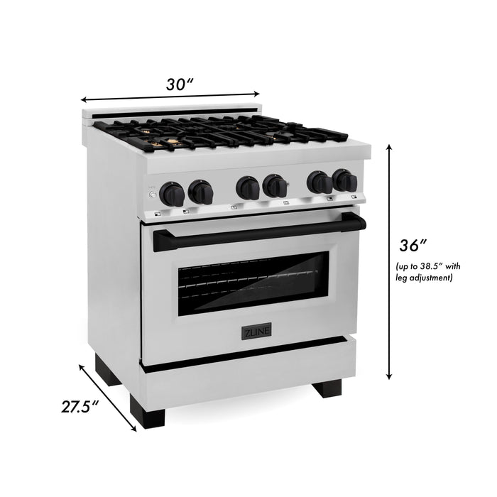 ZLINE Autograph Edition 30" 4.0 cu. ft. Dual Fuel Range with Gas Stove and Electric Oven in Stainless Steel with Accents