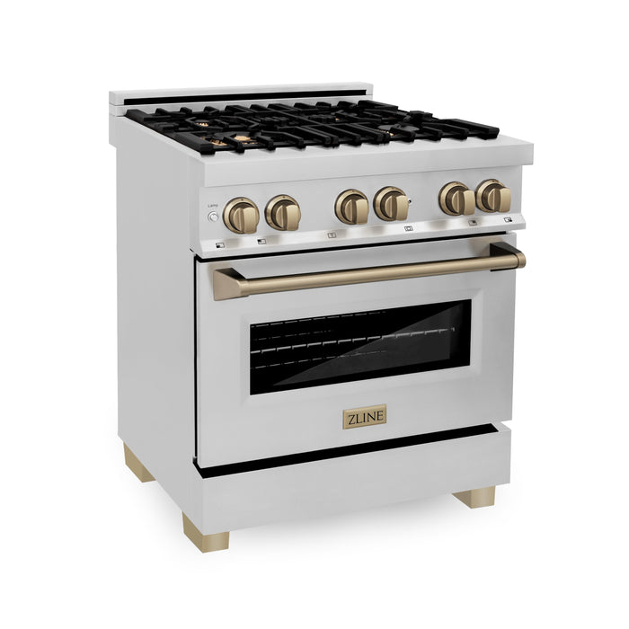 ZLINE Autograph Edition 30" 4.0 cu. ft. Dual Fuel Range with Gas Stove and Electric Oven in Stainless Steel with Accents