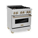 ZLINE Autograph Edition 30" 4.0 cu. ft. Dual Fuel Range with Gas Stove and Electric Oven in Stainless Steel with Accents