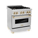 ZLINE Autograph Edition 30" 4.0 cu. ft. Dual Fuel Range with Gas Stove and Electric Oven in Stainless Steel with Accents