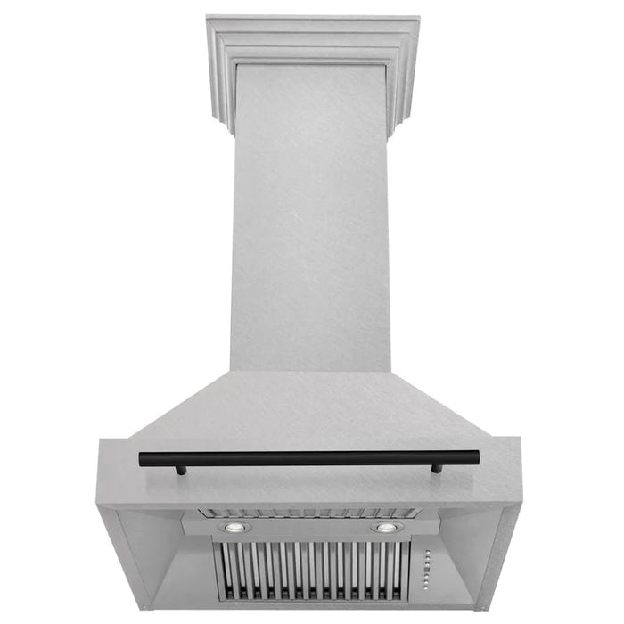 ZLINE Autograph Edition 30 Inch DuraSnow Stainless Steel Range Hood with Matte Black Handle, 8654SNZ-30-MB